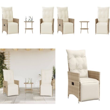 Set da Bistrò 3 pz con Cuscini Beige in Polyrattan - Tavolo da giardino - Cuscini da seduta