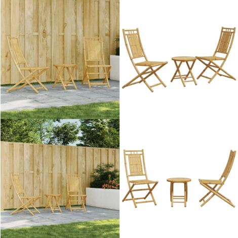 Set da Bistrò 3 pz in Bambù - Sedie da giardino in bambù - Set da bistrò esterno