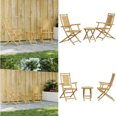 Set da Bistrò 3 pz in Bambù - Sedie da giardino in bambù - Set da bistrò esterno