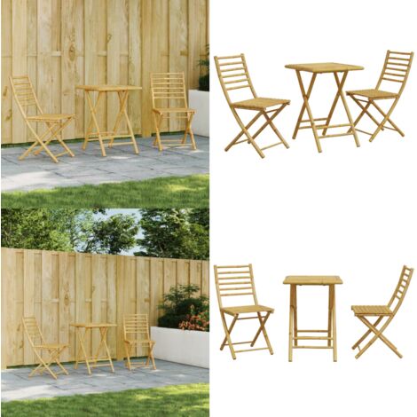 Set da Bistrò 3 pz in Bambù - Sedie da giardino in bambù - Set da bistrò esterno
