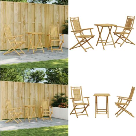 Set da Bistrò 3 pz in Bambù - Sedie da giardino in bambù - Set da bistrò esterno