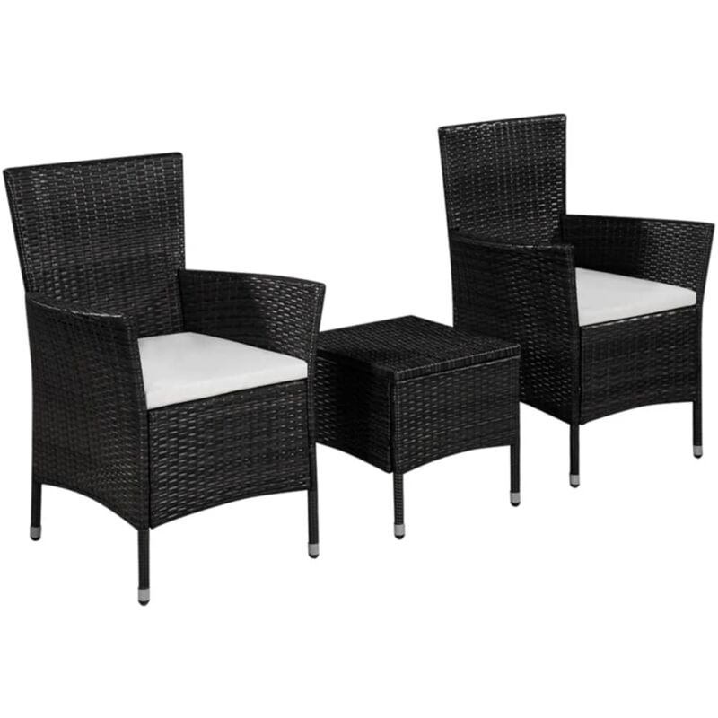 Set da Bistrot 3 pz in Polyrattan Nero - Vidaxl