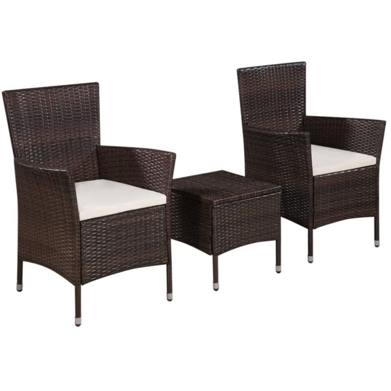 vidaXL Set da Bistro 3 pz in Polyrattan Marrone