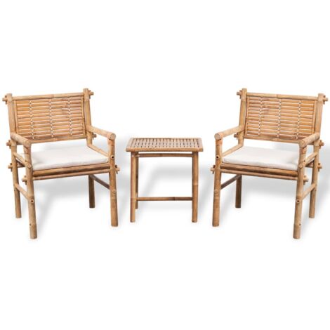 Set da Bistrot 3 pz con Cuscini in Bambù vidaXL 716912