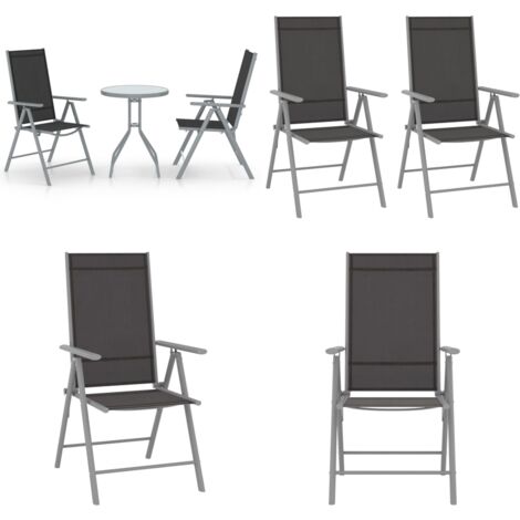 Set da Bistrot 3 pz in Alluminio e Textilene Argento - Sedie da giardino - Tavolo da giardino