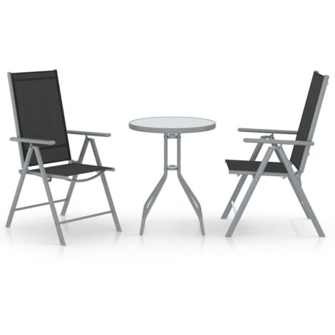 Set da Bistrot 3 pz in Alluminio e Textilene Argento vidaXL