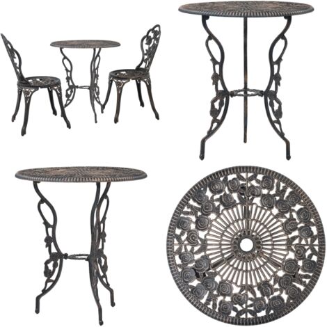 Set da Bistrot 3 pz in Alluminio Pressofuso - Tavolo da giardino - Sedie da giardino