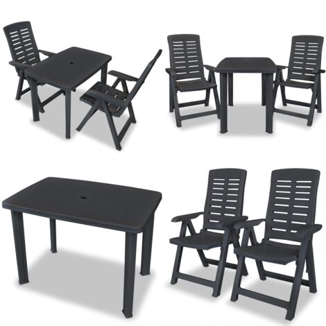 Set da Bistrot 3 pz in Plastica Antracite - Sedie pieghevoli - Ombrellone