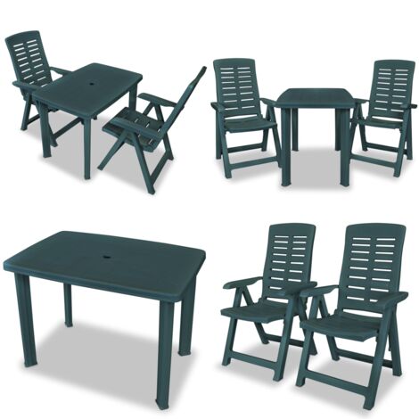 Set da Bistrot 3 pz in Plastica Verde - Sedie pieghevoli - Tavolo da pranzo all'aperto