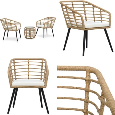 Set da Bistrot 3 pz in Polyrattan Rovere - Sedie da giardino - Tavolo da giardino