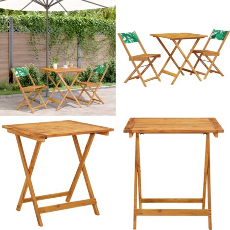 Set da Bistrot 3 pz Motivo Foglie in Tessuto e Legno Massello - Sedie da giardino - Mobili da esterno