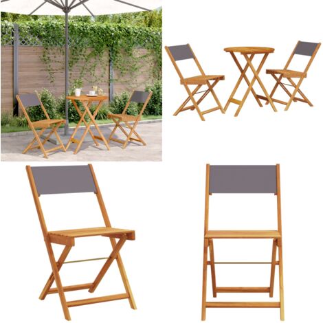 Set da Bistrot 3pz Antracite in Tessuto e Legno Massello - Sedie da giardino - Mobili da esterno