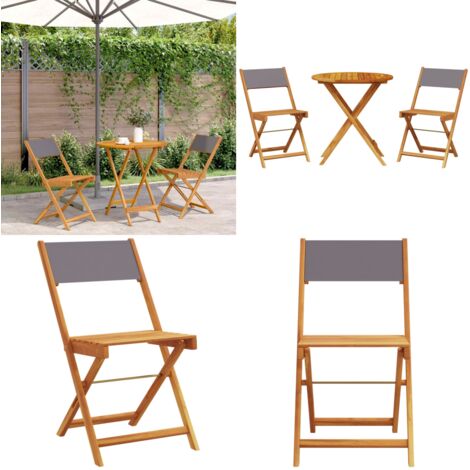 Set da Bistrot 3pz Antracite in Tessuto e Legno Massello - Sedie da giardino - Mobili da esterno