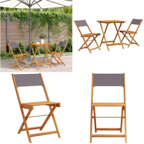 Set da Bistrot 3pz Antracite in Tessuto e Legno Massello - Sedie da giardino - Mobili da esterno