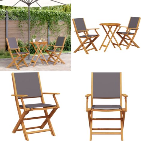 Set da Bistrot 3pz Antracite in Tessuto e Legno Massello - Sedie da giardino - Mobili da esterno