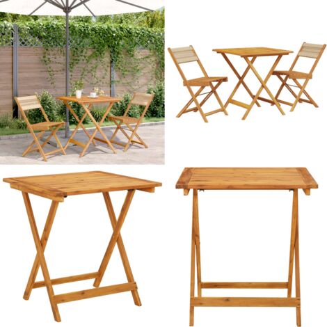 Set da Bistrot 3pz Beige in Polipropilene e Legno Massello - Sedie da giardino - Mobili da esterno