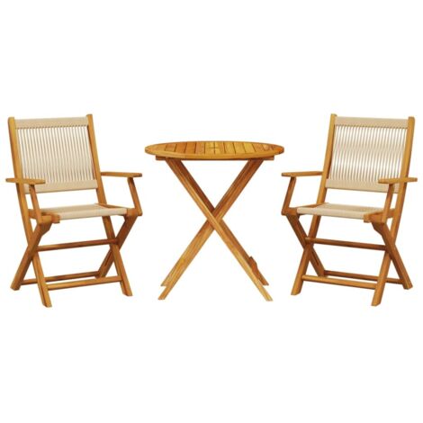 Set da Bistrot 3pz Beige in Polipropilene e Legno Massello vidaXL