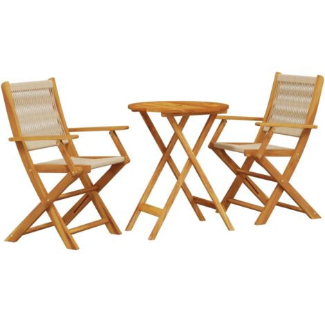 Set da Bistrot 3pz Beige in Polipropilene e Legno Massello vidaXL