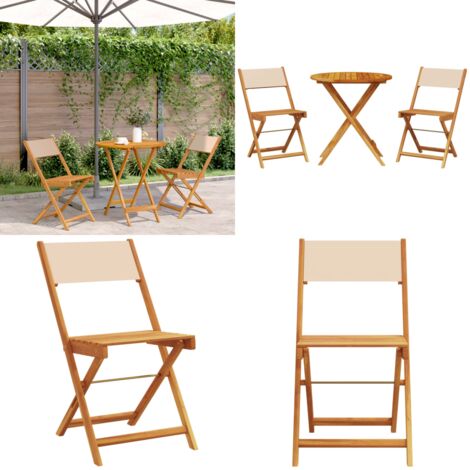 Set da Bistrot 3pz Beige in Tessuto e Legno Massello - Sedie da giardino - Mobili da esterno