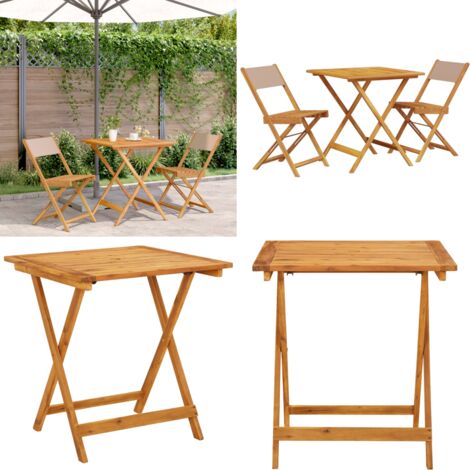Set da Bistrot 3pz Tortora in Tessuto e Legno Massello - Sedie da giardino - Mobili da esterno