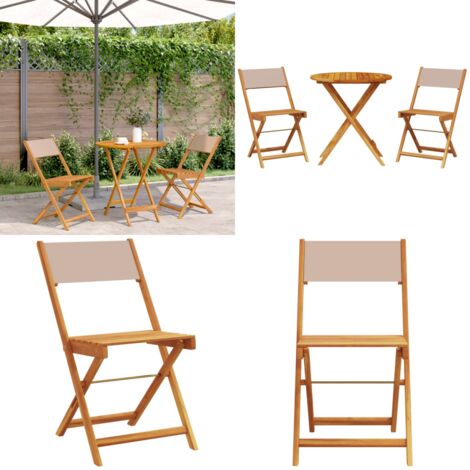 Set da Bistrot 3pz Tortora in Tessuto e Legno Massello - Sedie da giardino - Mobili da esterno
