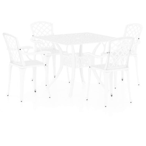 Set da Bistrot 5 pz in Alluminio Pressofuso Bianco vidaXL