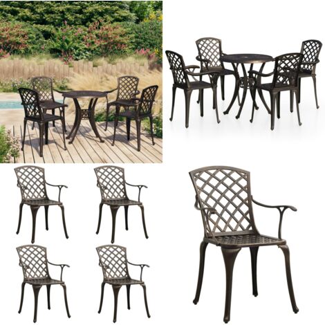 Set da Bistrot 5 pz in Alluminio Pressofuso Bronzo - Sedie da giardino - Tavolo da esterno