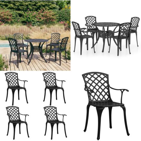 Set da Bistrot 5 pz in Alluminio Pressofuso Nero - Sedie da giardino - Tavolo da esterno