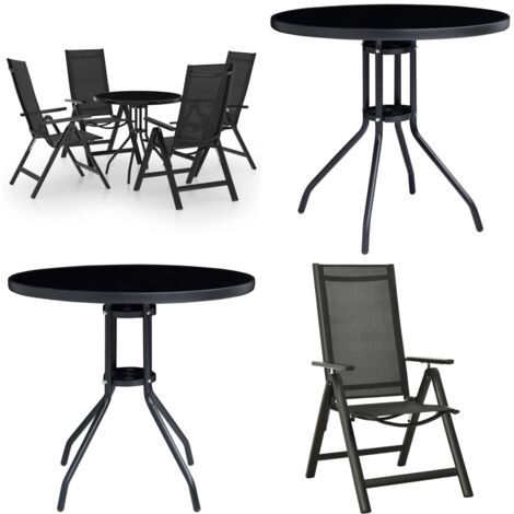 Set da Bistrot 5 pz Nero e Antracite - Sedie da giardino - Tavolo da giardino