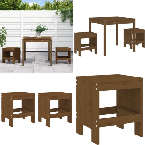 Set da Bistrot da Giardino 3 pz ambra in Legno Massello di Pino - Tavolo da giardino - Sgabelli da giardino