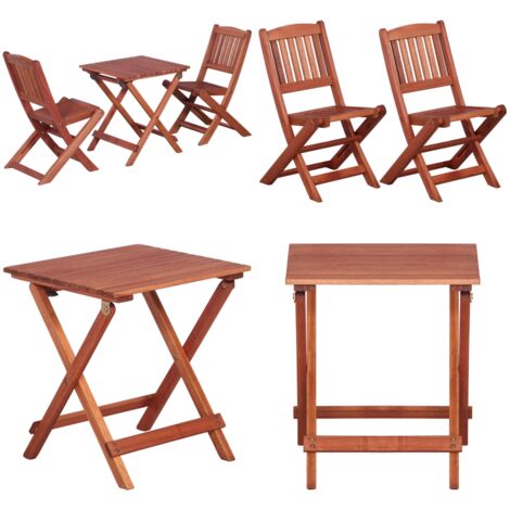 Set da Bistrot per Esterni per Bambini 3 pz Legno di Eucalipto - Tavolo da pranzo esterno - Sedie da pranzo esterno