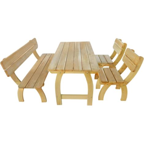 Set da esterni con 2 sedie +panchina e tavolo in robusto legno