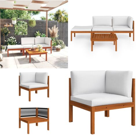 Set da giardino 4 pezzi con cuscini crema 63x63 cm - Cuscini da giardino - Set da giardino