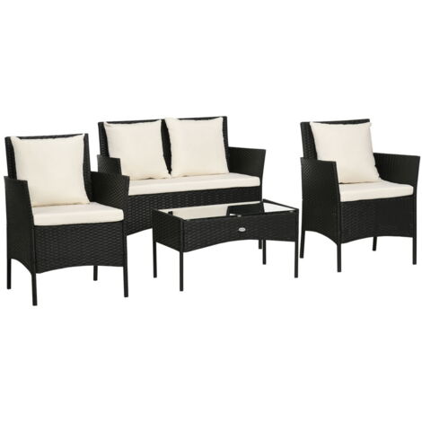 SET DA GIARDINO 4PEZZI IN RATTAN CON 2 SEDIE. POLTRONA DA GIARDINO A 2 POSTI E TAVOLINO BASSO