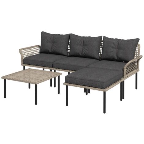 SET DA GIARDINO 5 PEZZI IN RATTAN CON 2 SEDIE LATERALI. SEDIA CENTRALE E 2 SGABELLI/TAVOLINI DA CAFFÈ