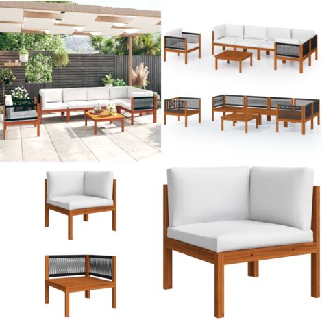 Set da giardino 7 pezzi con cuscini crema 63x63 cm - Divano da giardino - Poltrona da giardino