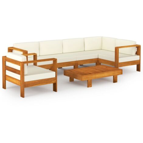 Set da Giardino 7 pz con Cuscini 100x60 cm Legno di Acacia vidaXL