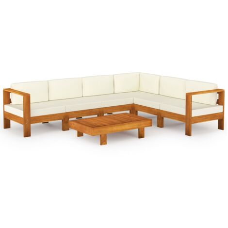 Set da Giardino 7 pz con Cuscini 100x60 cm Legno di Acacia vidaXL