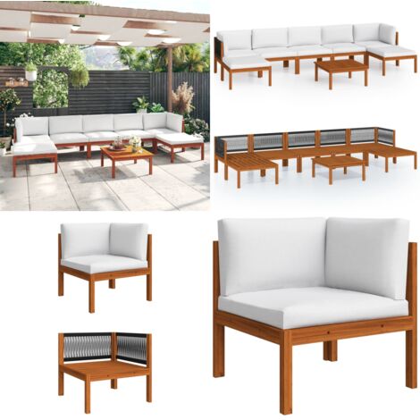 Set da giardino 8 pezzi con cuscini crema 63x63 cm - Divano da giardino - Cuscini da giardino