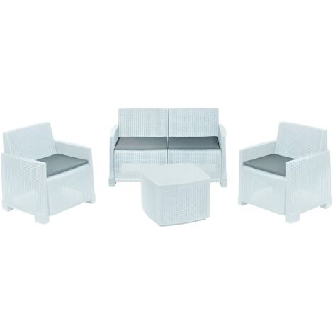 SET DA GIARDINO COMO Col. Bianco con 4 cuscini
