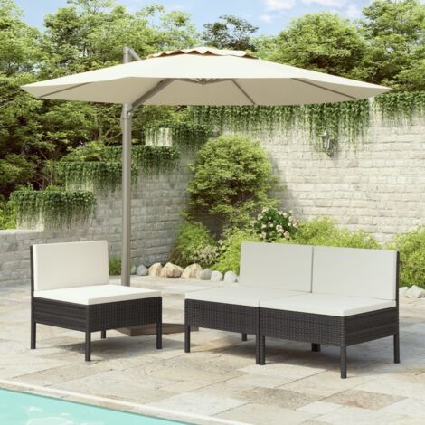 Set da giardino con poltroncina e divanetto a 2 posti con cuscini vari colori colore : Nero e Bianco