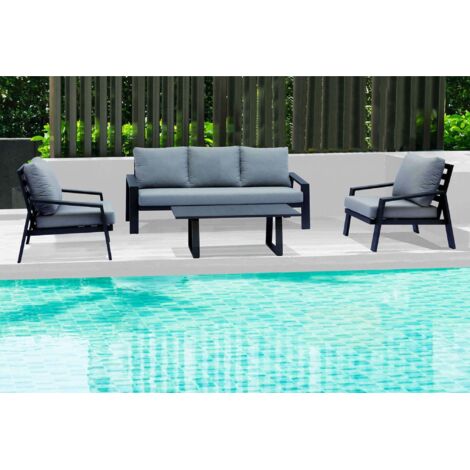 set da giardino elica garden "santa cruz" in alluminio antracite 5 sedute e un tavolino