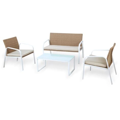 set da giardino essenza "madeira" in acciaio bianco 4 posti