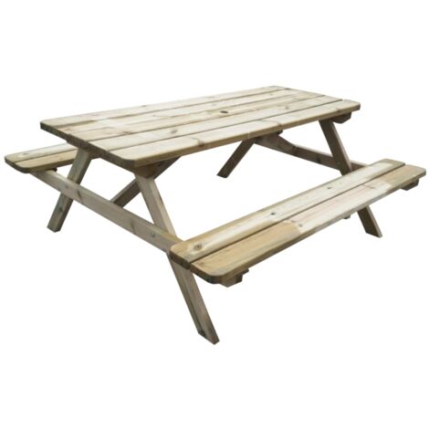 set da giardino in legno con tavolo da picnic 179x150x70 cm.