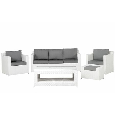 Set da giardino in rattan bianco Roma