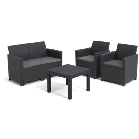 set da giardino keter "marie lounge" colore grafite, 4 posti