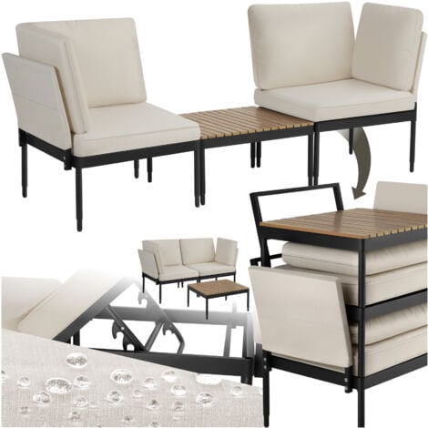 Set da giardino Magaluf, funzione 5in1, struttura in alluminio - Divano multifunzione, lettino, lettino prendisole