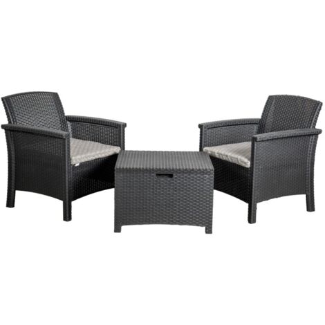 set da giardino "malindi balcony" in polipropilene con cuscini antracite 2 sedute e tavolino