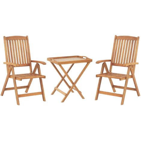 Set da Giardino per 2 Persone Sedie e Tavolino in Legno d'Acacia JAVA