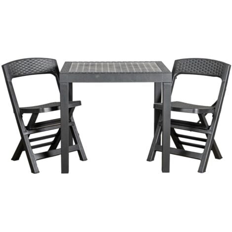 URBN-GARDEN set da giardino "poker" in polipropilene antracite 2 sedute e tavolo
